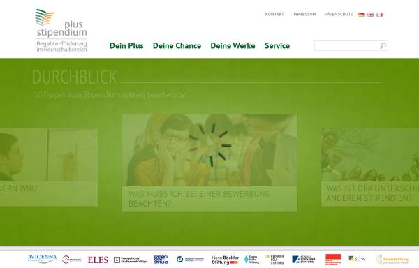 Vorschau von www.stipendiumplus.de, Stipendium Plus - Begabtenförderung im Hochschulbereich