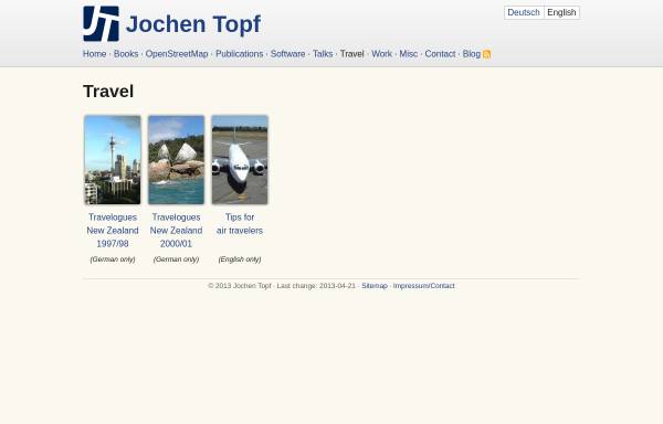 Vorschau von www.jochentopf.com, Reisebericht aus Neuseeland 1997/98 [Jochen Topf]