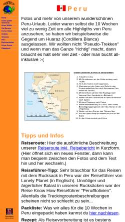 Vorschau der mobilen Webseite www.traumtrips.de, Unser Traumtrip - Peru [Susi & Mario Reindl]