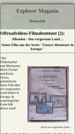 Vorschau der mobilen Webseite www.explorermagazin.de, Albanien - Das vergessene Land ... [Fischer, Horst und Drews, Karin]