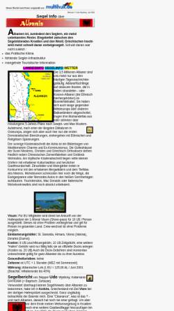 Vorschau der mobilen Webseite www.multihull.de, Segel Info über Albanien [Udo Wyklicky]