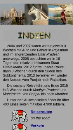 Vorschau der mobilen Webseite www.ingrids-welt.de, Ingrids Welt: Indien [Ingrid Bunse]