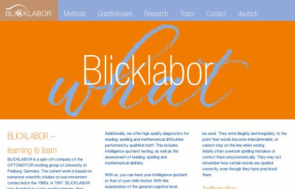 Vorschau von www.blicklabor.de, BlickLabor der Universität Freiburg