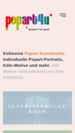 Vorschau der mobilen Webseite www.popart4u.de, Art & craft design worx, Stephanie Körver