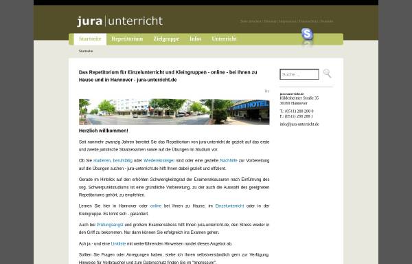 Vorschau von www.jura-unterricht.de, Juristisches Repetitorium für Einzelunterricht und Kleingruppen