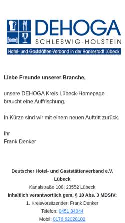 Vorschau der mobilen Webseite www.dehoga-luebeck.de, DEHOGA Lübeck