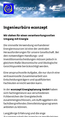 Vorschau der mobilen Webseite www.econzept.de, Econzept Energieplanung GmbH