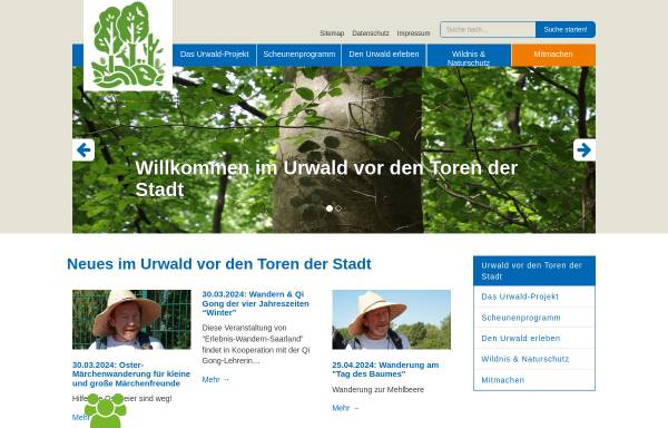 Vorschau von www.saar-urwald.de, Urwald vor den Toren der Stadt