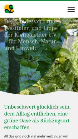 Vorschau der mobilen Webseite www.kleingarten.de, Landesverband Westfalen und Lippe der Kleingärtner e.V.