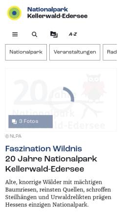 Vorschau der mobilen Webseite www.nationalpark-kellerwald-edersee.de, Nationalpark Kellerwald-Edersee