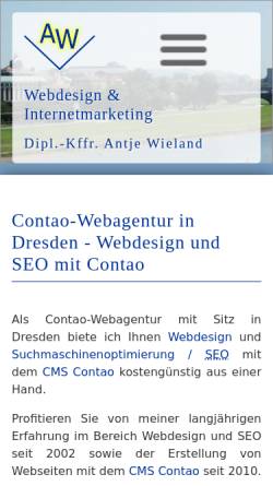 Vorschau der mobilen Webseite www.wieland-webdesign.de, Webdesign & Internetmarketing Antje Wieland