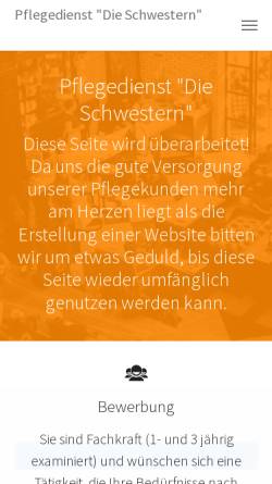 Vorschau der mobilen Webseite www.die-schwestern-sozialstation.de, Pflegedienst die Schwestern