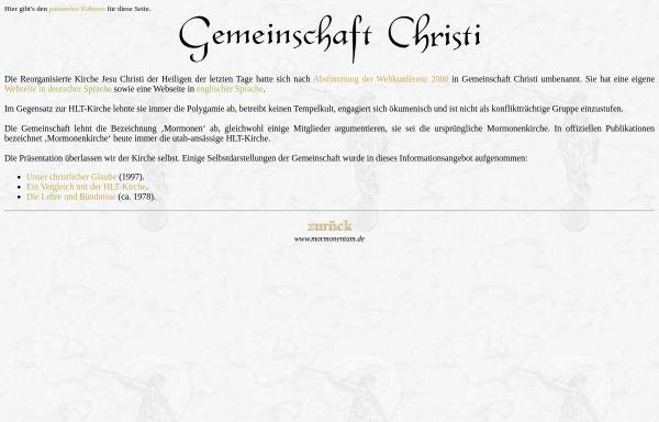 Vorschau von www.mormonentum.de, Präsentation der Gemeinschaft Christi