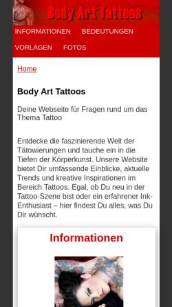 Vorschau der mobilen Webseite www.body-art-tattoos.de, Body-Art-Tattoos, Albin Kosiorek