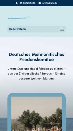 Vorschau der mobilen Webseite www.dmfk.de, DMFK - Deutsches Mennonitisches Friedenskomitee