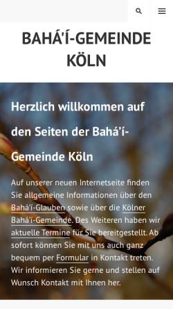 Vorschau der mobilen Webseite koeln.bahai.de, Bahai-Gemeinde Köln
