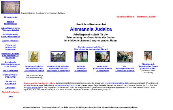 Vorschau von www.alemannia-judaica.de, Alemannia Judaica