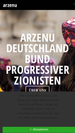 Vorschau der mobilen Webseite www.arzenu.de, arzenu Deutschland - Bund progressiver Zionisten