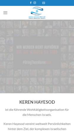 Vorschau der mobilen Webseite www.keren-hayesod.de, Keren Hayesod - Vereinigte Israel Aktion e.V.