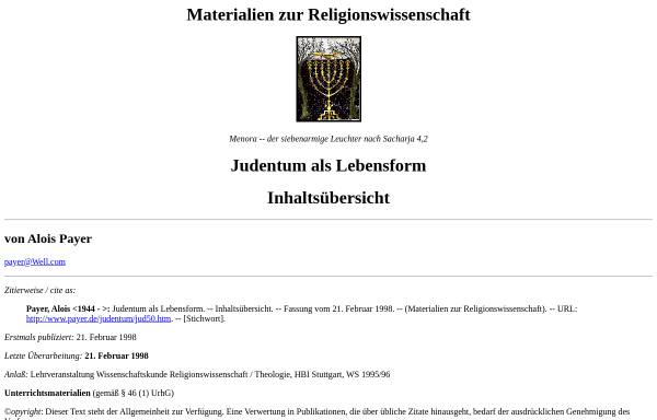 Vorschau von www.payer.de, Judentum als Lebensform
