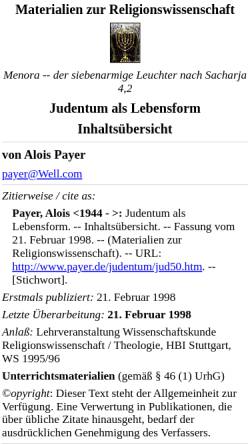 Vorschau der mobilen Webseite www.payer.de, Judentum als Lebensform