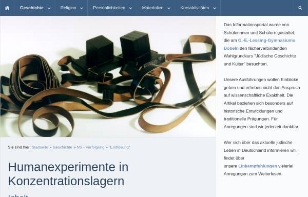 Vorschau von www.judentum-projekt.de, Humanexperimente in Konzentrationslagern