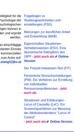 Vorschau der mobilen Webseite www.stangl-taller.at, Psychologische Tests