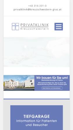 Vorschau der mobilen Webseite www.kreuzschwestern-graz.at, Privatklinik der Kreuzschwestern Graz