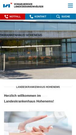 Vorschau der mobilen Webseite www.landeskrankenhaus.net, Krankenhaus Hohenems