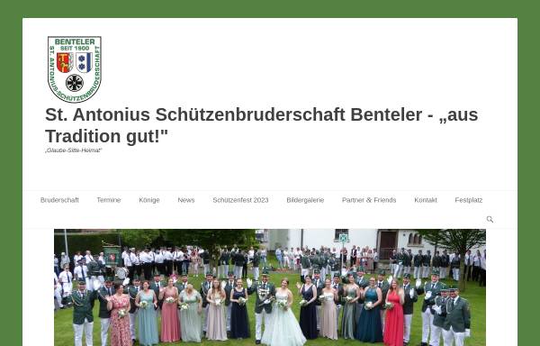 Vorschau von www.schuetzenbruderschaft-benteler.de, Schützenbruderschaft Sankt Antonius Benteler 1900 e.V.