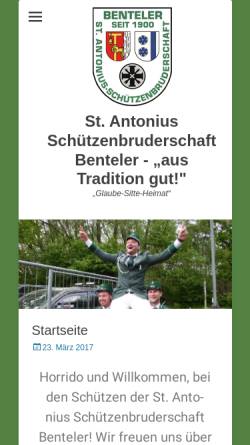 Vorschau der mobilen Webseite www.schuetzenbruderschaft-benteler.de, Schützenbruderschaft Sankt Antonius Benteler 1900 e.V.