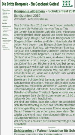 Vorschau der mobilen Webseite www.schuetze2000.de, Dritte Kompanie des Bürener Bürgerschützenvereins 1828 e. V.