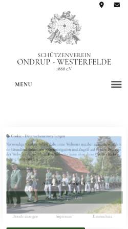 Vorschau der mobilen Webseite www.westerfelde.de, Schützenverein Ondrup-Westerfelde 1888 e.V.