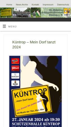 Vorschau der mobilen Webseite www.schuetzen-kuentrop.de, Sankt Sebastian Schützenbruderschaft Küntrop e.V.