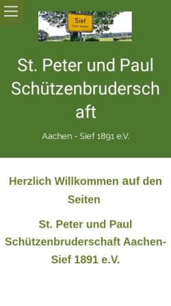 Vorschau der mobilen Webseite www.schuetzen-sief.de, St. Peter und Paul Schützenbruderschaft 1891 Aachen-Sief e.V.