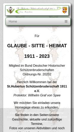 Vorschau der mobilen Webseite www.schuetzen-grossenbaum.de, Sankt Hubertus Schützenbruderschaft 1911 e.V. Duisburg-Großenbaum