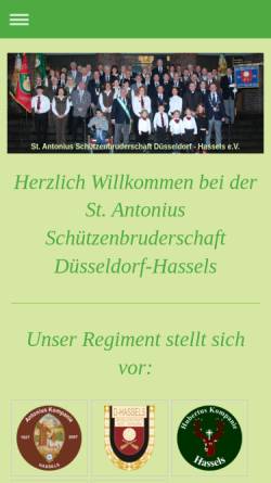 Vorschau der mobilen Webseite www.antoniusschuetzen-hassels.de, Sankt Antonius Schützenbruderschaft Düsseldorf-Hassels e.V.