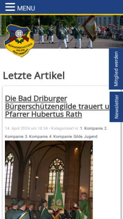 Vorschau der mobilen Webseite www.buergerschuetzengilde.de, Bürgerschützengilde Bad Driburg e. V.