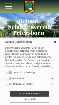 Vorschau der mobilen Webseite www.schuetzenverein-petersborn.de, Heimat- und Schützenverein Gudenhagen Petersborn