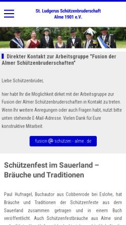 Vorschau der mobilen Webseite www.ludgerusschuetzen-alme.de, Sankt Ludgerus-Schützenbruderschaft Alme 1901 e.V.