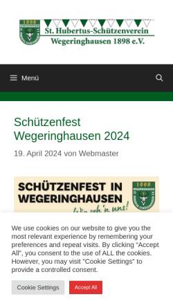Vorschau der mobilen Webseite www.schuetzenverein-wegeringhausen.de, Schützenverein St. Hubertus Wegeringhausen