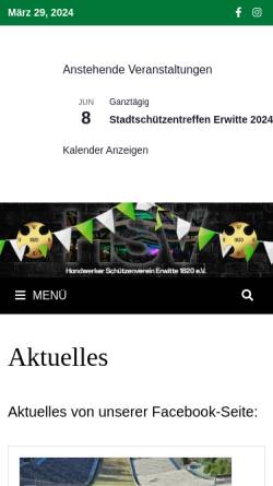 Vorschau der mobilen Webseite www.hsv-erwitte.de, Handwerker Schützenverein Erwitte 1820 e.V.