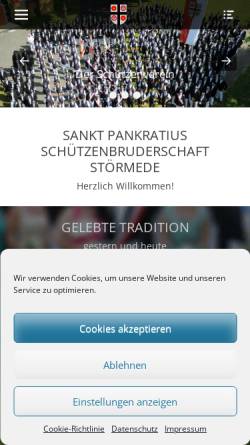 Vorschau der mobilen Webseite www.sankt-pankratius-schuetzenbruderschaft.de, Sankt Pankratius Schützenbruderschaft Störmede