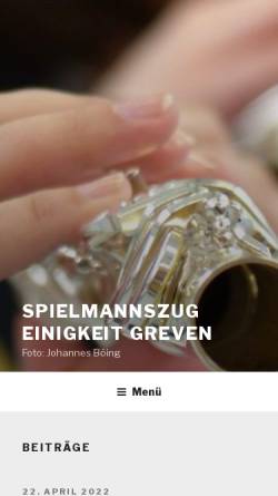 Vorschau der mobilen Webseite einigkeit-greven.de, Spielmannszug Einigkeit Greven