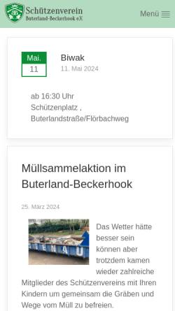Vorschau der mobilen Webseite www.buterland-beckerhook.de, Schützenverein Buterland-Beckerhook e.V.