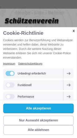 Vorschau der mobilen Webseite www.schuetzenverein-oberelspe.de, Schützenverein Sankt Quirinus Oberelspe