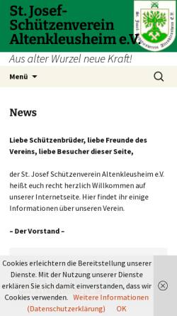 Vorschau der mobilen Webseite www.schuetzenverein-altenkleusheim.de, Sankt Josef Schützenverein Altenkleusheim