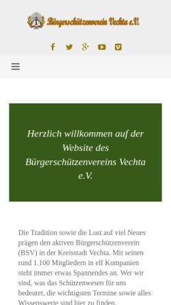 Vorschau der mobilen Webseite www.bsv-vechta.de, Bürgerschützenverein Vechta e.V.
