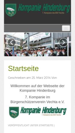 Vorschau der mobilen Webseite www.kompanie-hindenburg.de, Hindenburg