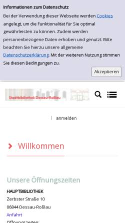 Vorschau der mobilen Webseite bibliothek.dessau-rosslau.de, Anhaltische Landesbücherei Dessau